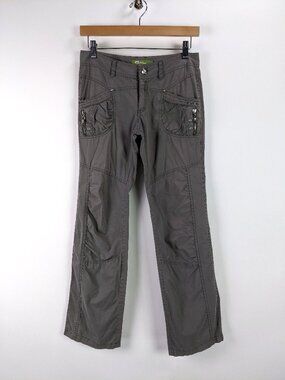 G&L Womens Cargo Utility Pants Ruched Zip Pockets Straight Leg Gray Size XS/S